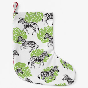 Seamless white pattern with zebras. illustration small christmas stocking