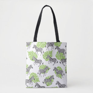 Seamless white pattern with zebras. illustration tote bag