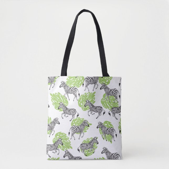 Seamless white pattern with zebras. illustration tote bag (Front)