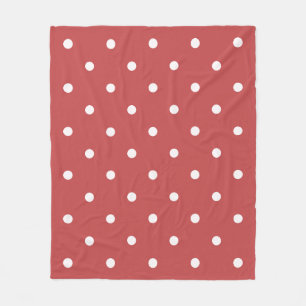 Seamless white polka dot pattern on red background fleece blanket