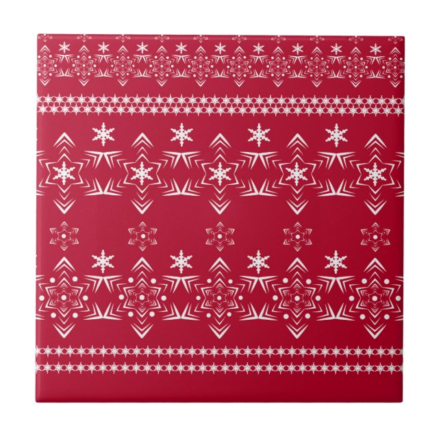 Seamless white snowflake snow ornament decoration ceramic tile (Front)