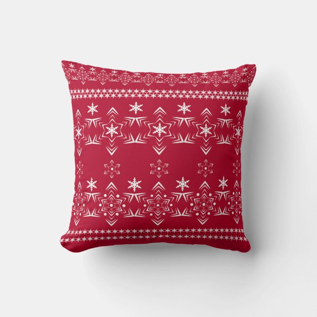 Seamless white snowflake snow ornament decoration cushion (Front)