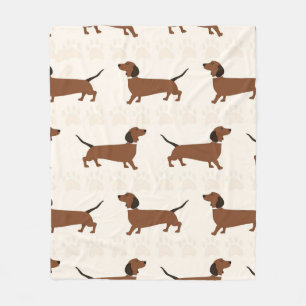 Seamless Wiener Dog Repeat Design for Pet Lovers Fleece Blanket