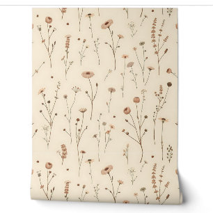 Seamless Wildflower and Meadow Plant Pattern Wallpaper