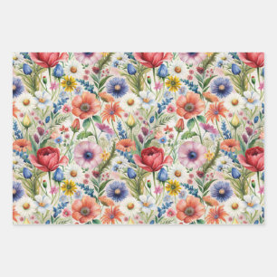 Seamless Wildflower Pattern Furniture Decoupage Wrapping Paper Sheet