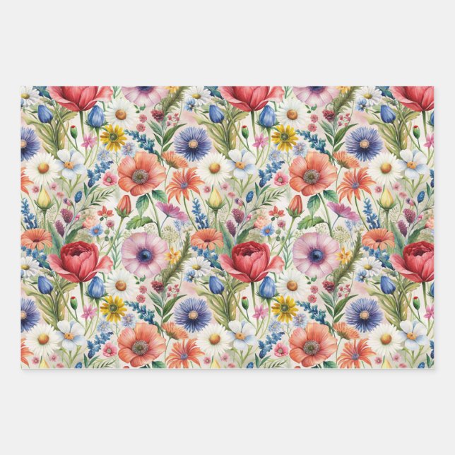 Seamless Wildflower Pattern Furniture Decoupage  Wrapping Paper Sheet (Front)