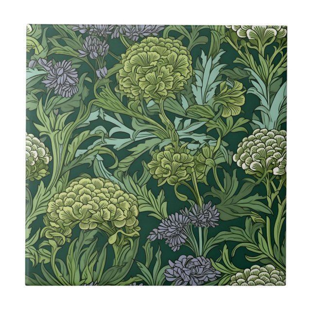 Seamless William Morris style floral pattern Ceramic Tile (Front)