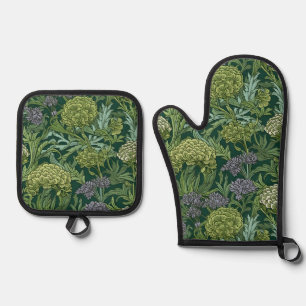 Seamless William Morris style floral pattern Oven Mitt & Pot Holder Set