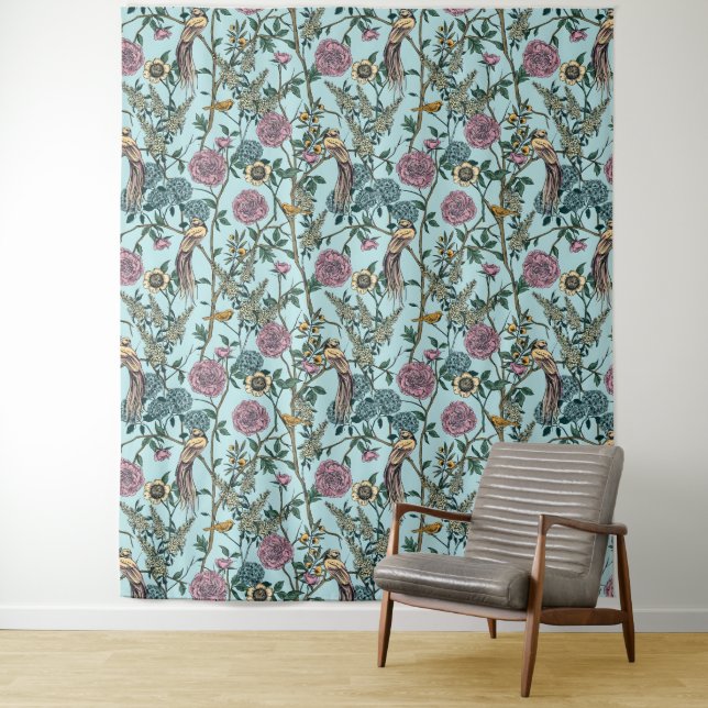 Seamless William Morris style floral pattern Tapestry (In Situ)