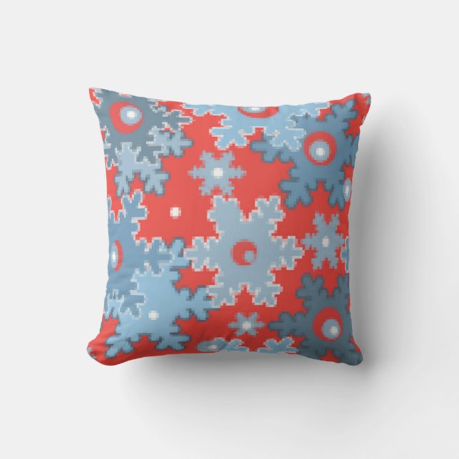 Seamless winter blue coral pattern snowflakes snow cushion (Front)