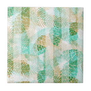Seamless winter Christmas green beige pine cones t Ceramic Tile