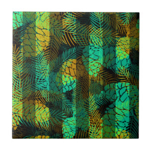 Seamless winter Christmas green blue pine cones tr Ceramic Tile