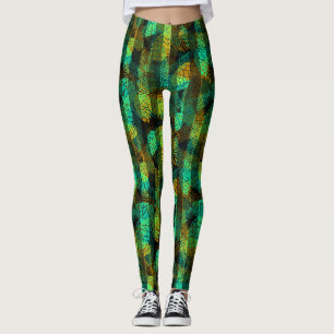 Seamless winter Christmas green blue pine cones tr Leggings