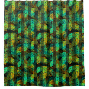 Seamless winter Christmas green blue pine cones tr Shower Curtain