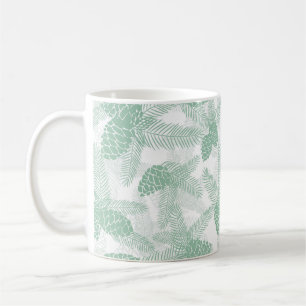 Seamless winter Christmas green pine cones tree pa Coffee Mug