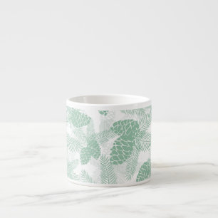 Seamless winter Christmas green pine cones tree pa Espresso Cup
