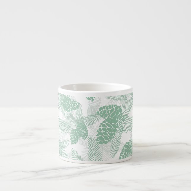 Seamless winter Christmas green pine cones tree pa Espresso Cup (Front)