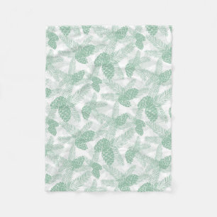 Seamless winter Christmas green pine cones tree pa Fleece Blanket