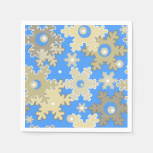 Seamless winter light blue beige pattern snowflake napkin
