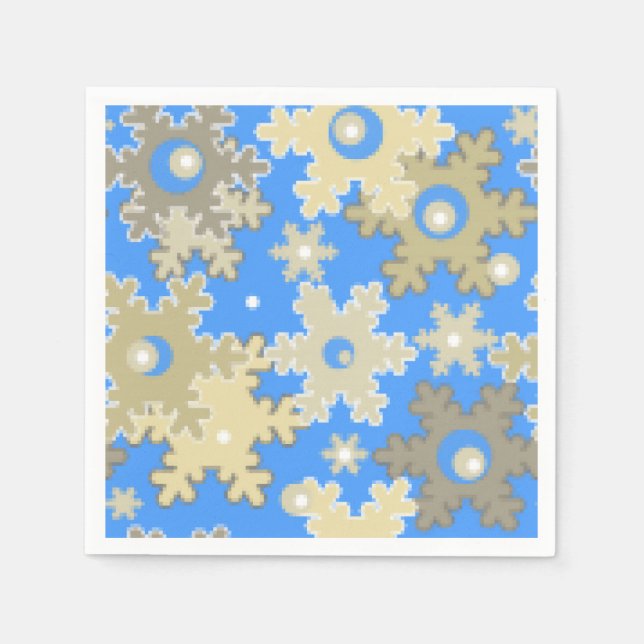 Seamless winter light blue beige pattern snowflake napkin (Front)