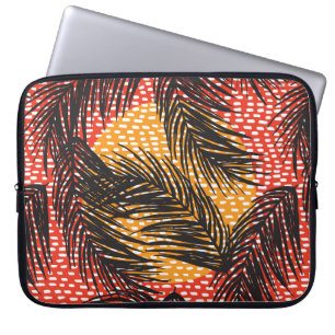 Seamless with black palm leaves and strokes  laptop sleeve