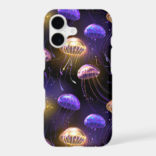 Seamless with glowing jellyfish