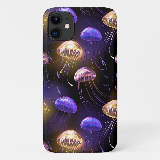 Seamless with glowing jellyfish Case-Mate iPhone case (Back)