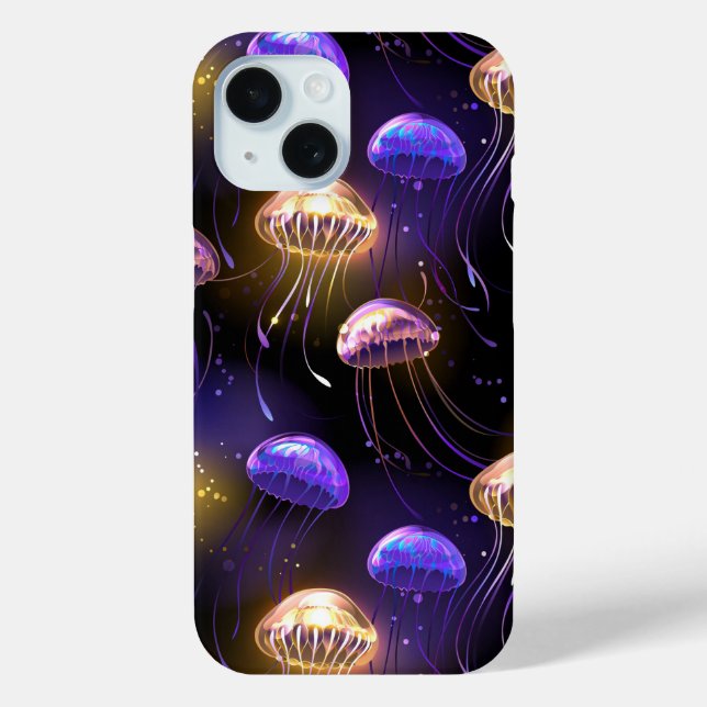 Seamless with glowing jellyfish Case-Mate iPhone case (Back)