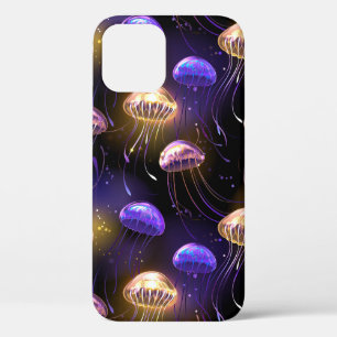 Seamless with glowing jellyfish iPhone 12 case