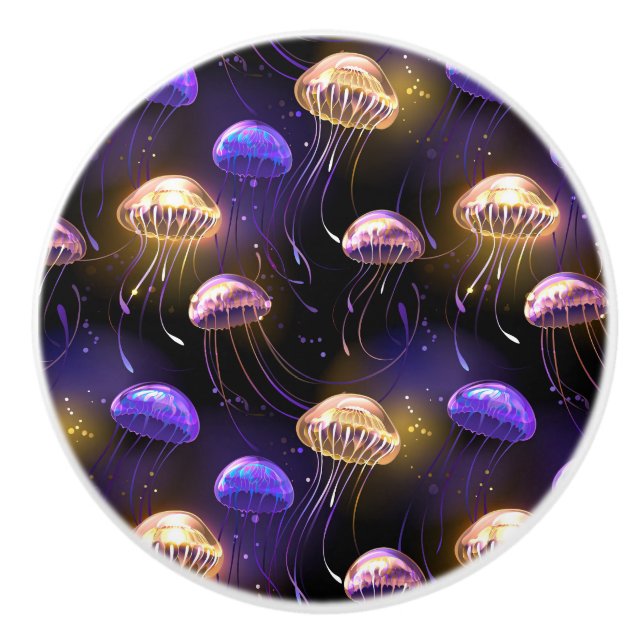 Seamless with glowing jellyfish ceramic knob (Front)