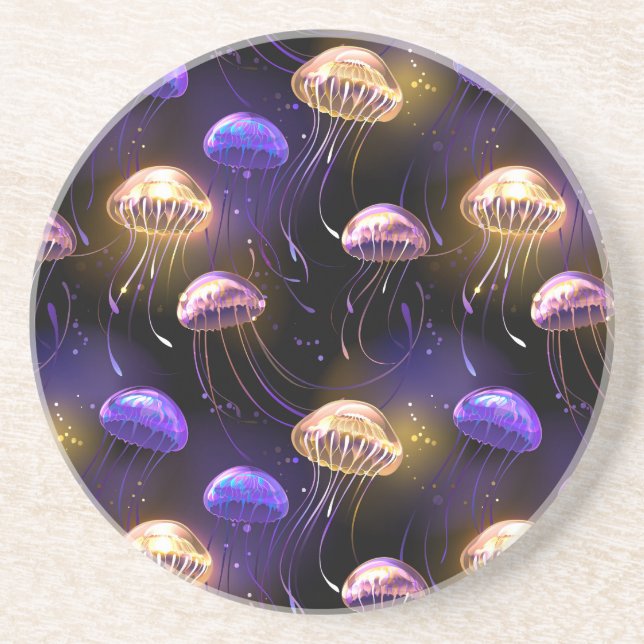 Seamless with glowing jellyfish coaster (Front)