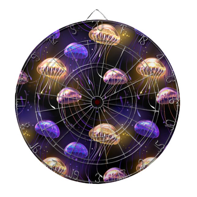 Seamless with glowing jellyfish dartboard (Front)