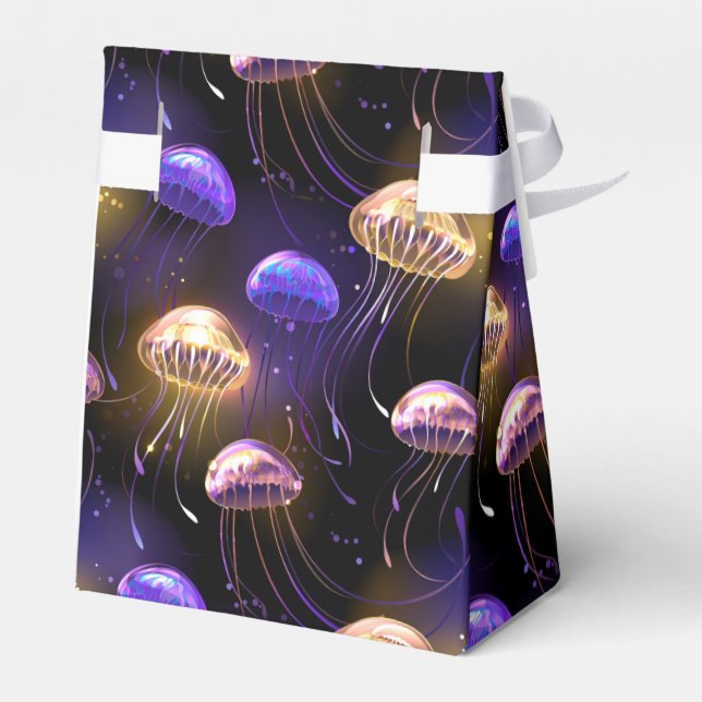 Seamless with glowing jellyfish favour box (Back Side)
