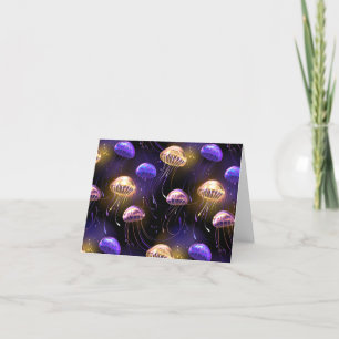 Seamless with glowing jellyfish holiday card