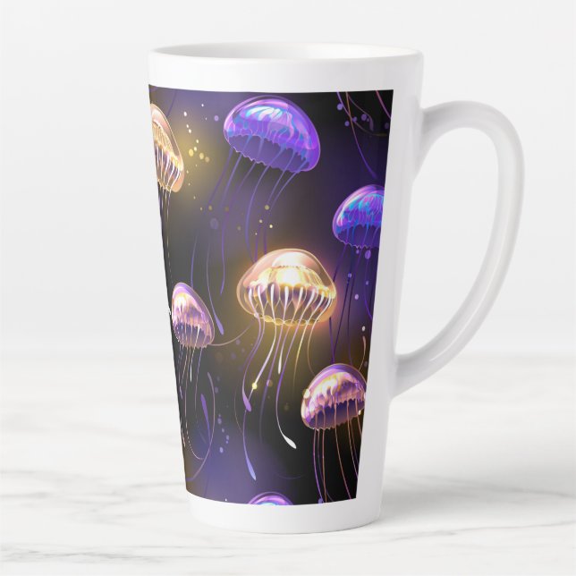 Seamless with glowing jellyfish latte mug (Right)