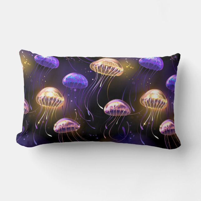 Seamless with glowing jellyfish lumbar cushion (Front)