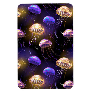 Seamless with glowing jellyfish magnet