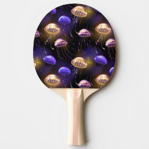 Seamless with glowing jellyfish ping pong paddle