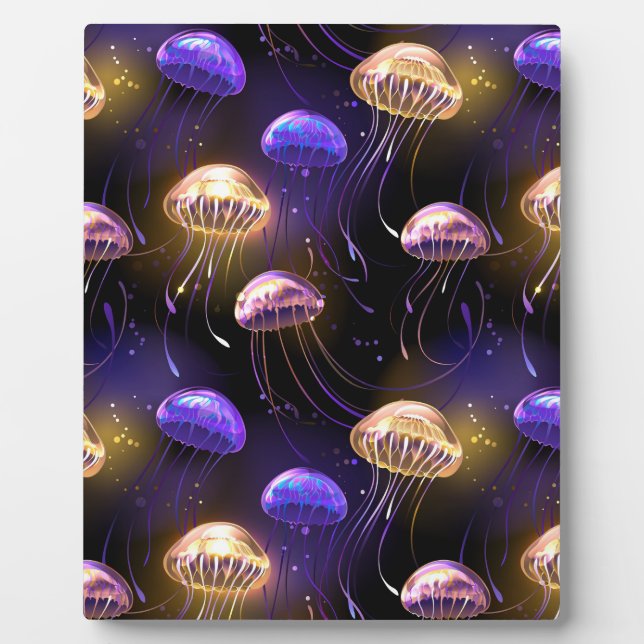 Seamless with glowing jellyfish plaque (Front)