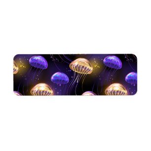 Seamless with glowing jellyfish return address label