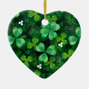 Seamless with green clover ceramic ornament