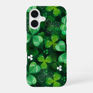 Seamless with green clover iPhone 16 case