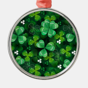 Seamless with green clover metal ornament