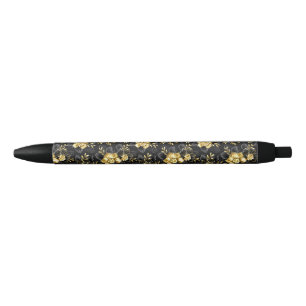 Seamless with jewellery orchids black ink pen
