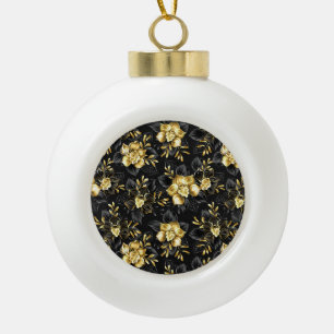 Seamless with jewellery orchids ceramic ball christmas ornament