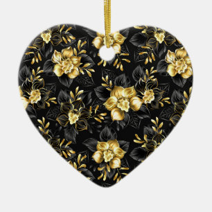 Seamless with jewellery orchids ceramic ornament