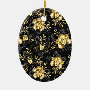 Seamless with jewellery orchids ceramic ornament