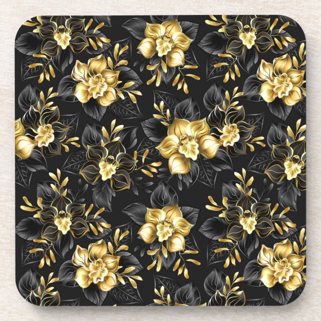 Seamless with jewellery orchids coaster (Front)