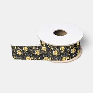 Seamless with jewellery orchids grosgrain ribbon