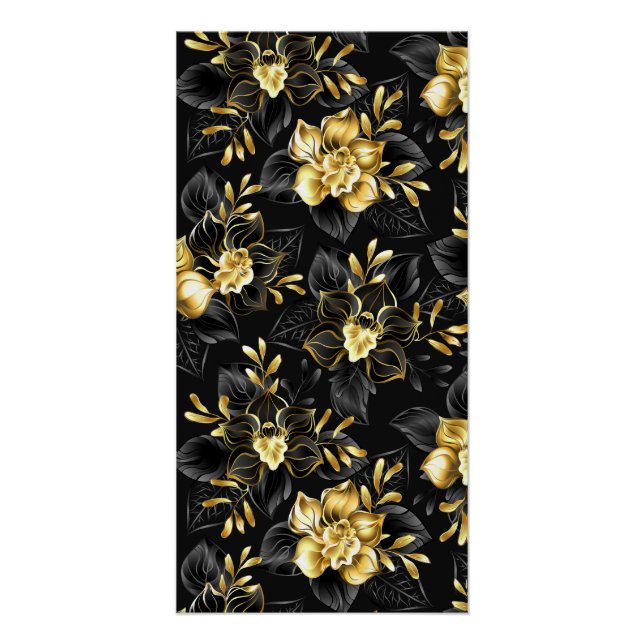 Seamless with jewellery orchids poster (Front)